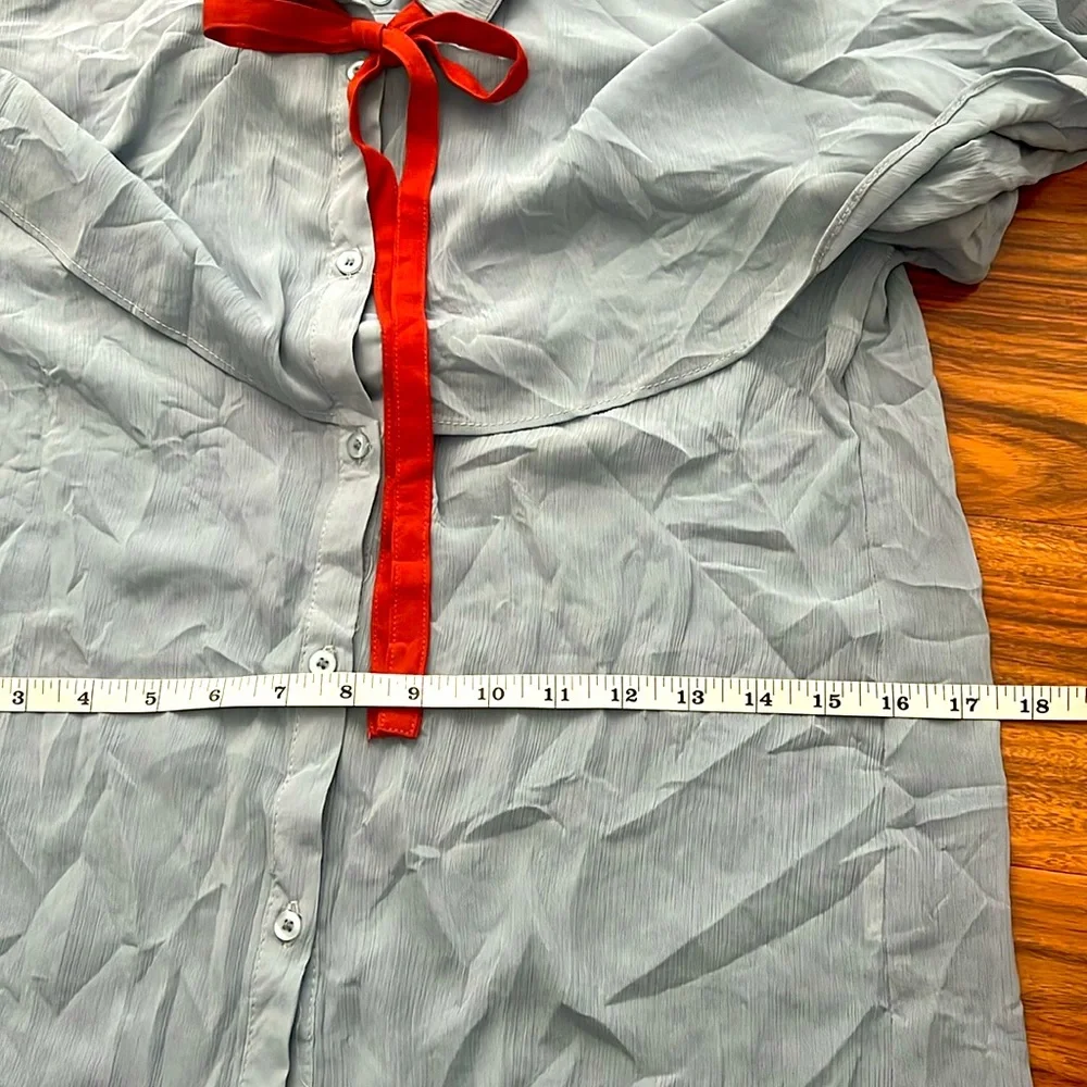 Blue Ruffle front blouse - Picture 13 of 13